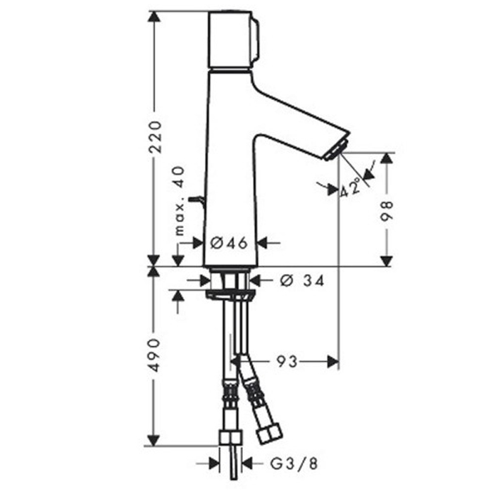 Hansgrohe Talis Select S, Смеситель для раковины, с донным клапаном, Цвет: Хром