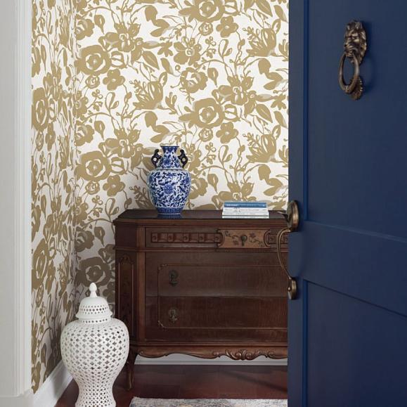 Обои York BL1732 Brushstroke Floral Gold
