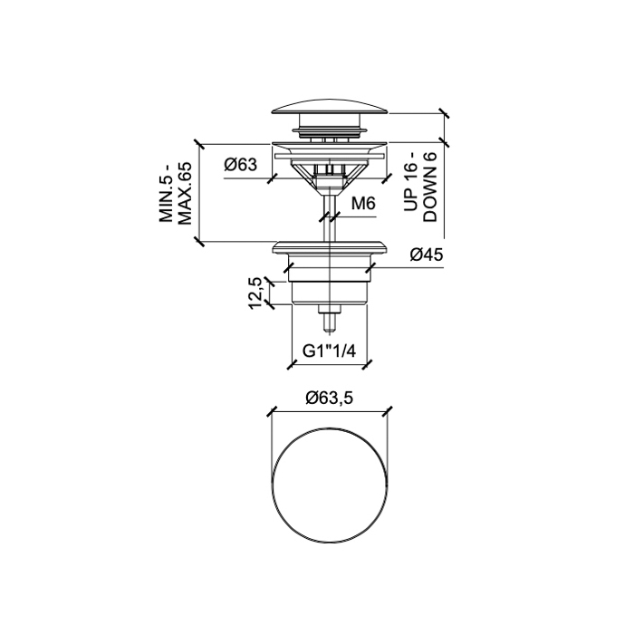 Almar Mixers Донный клапан 1"1/4 для раковины, цвет: никель брашированный