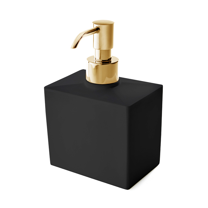 3SC Mood Black Дозатор настольный, композит Solid Surface, цвет: чёрный матовый/золото 24к.
