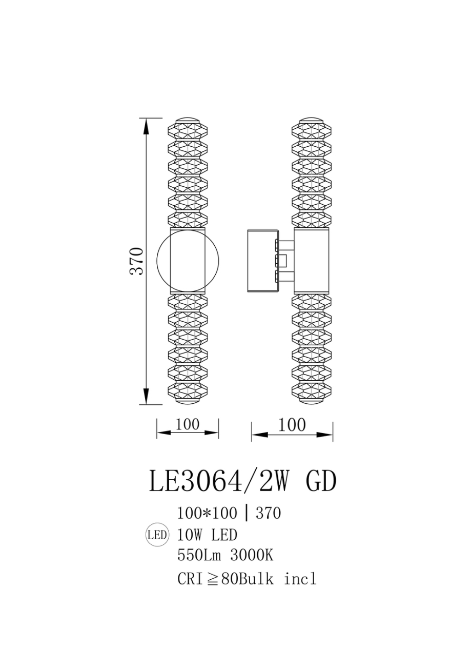 Бра Tesla LE3064/2W GD