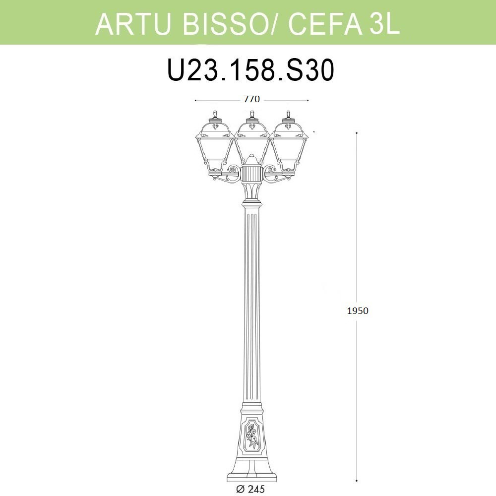 Уличный фонарь Fumagalli Artu Bisso/Cefa 3L U23.158.S30.BYF1R