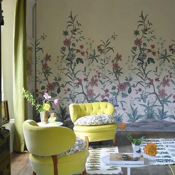 Панно John Derian PJD6014/03 Peacock Toile Scene 2 Parchment