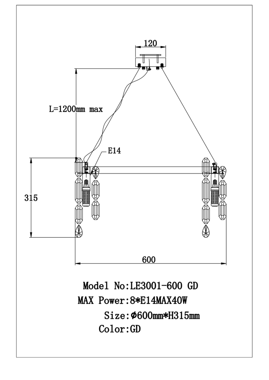 Подвесная люстра Elien LE3001/600 GD