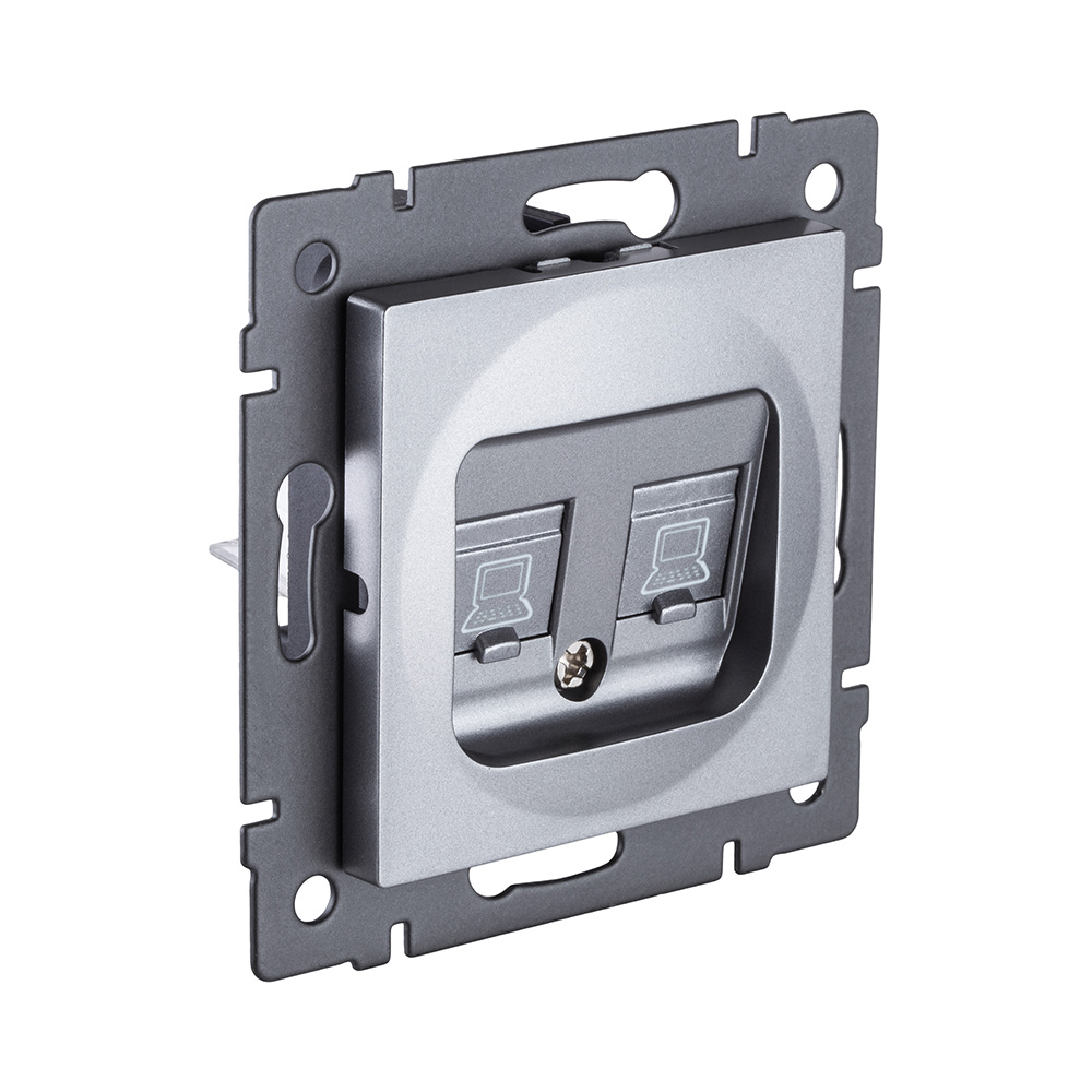 Розетка двойная Ethernet RJ45 Cat.6, серый Kollinger REA-019GY для Aspekt, Eleganz, Reflex
