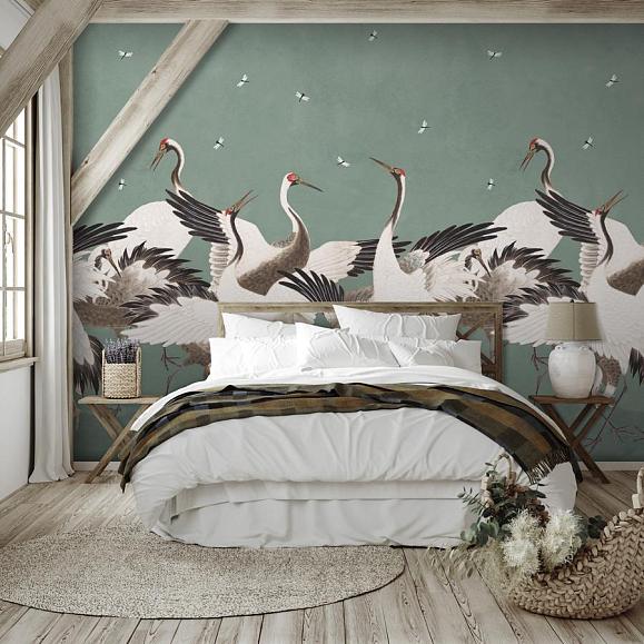 Панно Hygge Wall H11404 Dancing Cranes Green