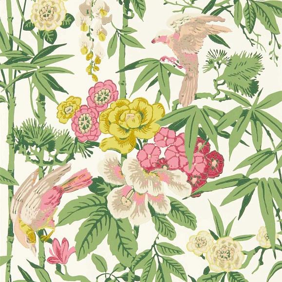 Обои Sanderson 217130 Bamboo & Birds Scallion Green