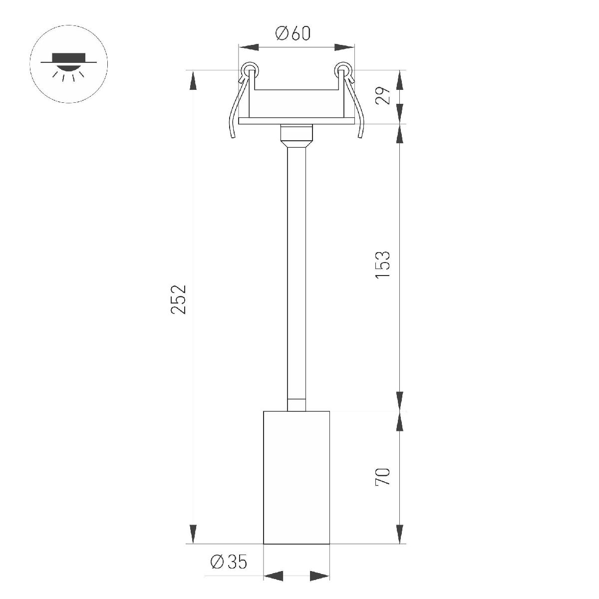 Встраиваемый спот Arlight LGD-PERISCOPE-R35-6W Day4000 (WH, 24 deg, 230V) 045199