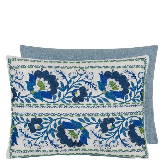 Подушка CCDG1592, Enamel Flower Embroidered Cotton, Indigo, Designers Guild 40 x 30см