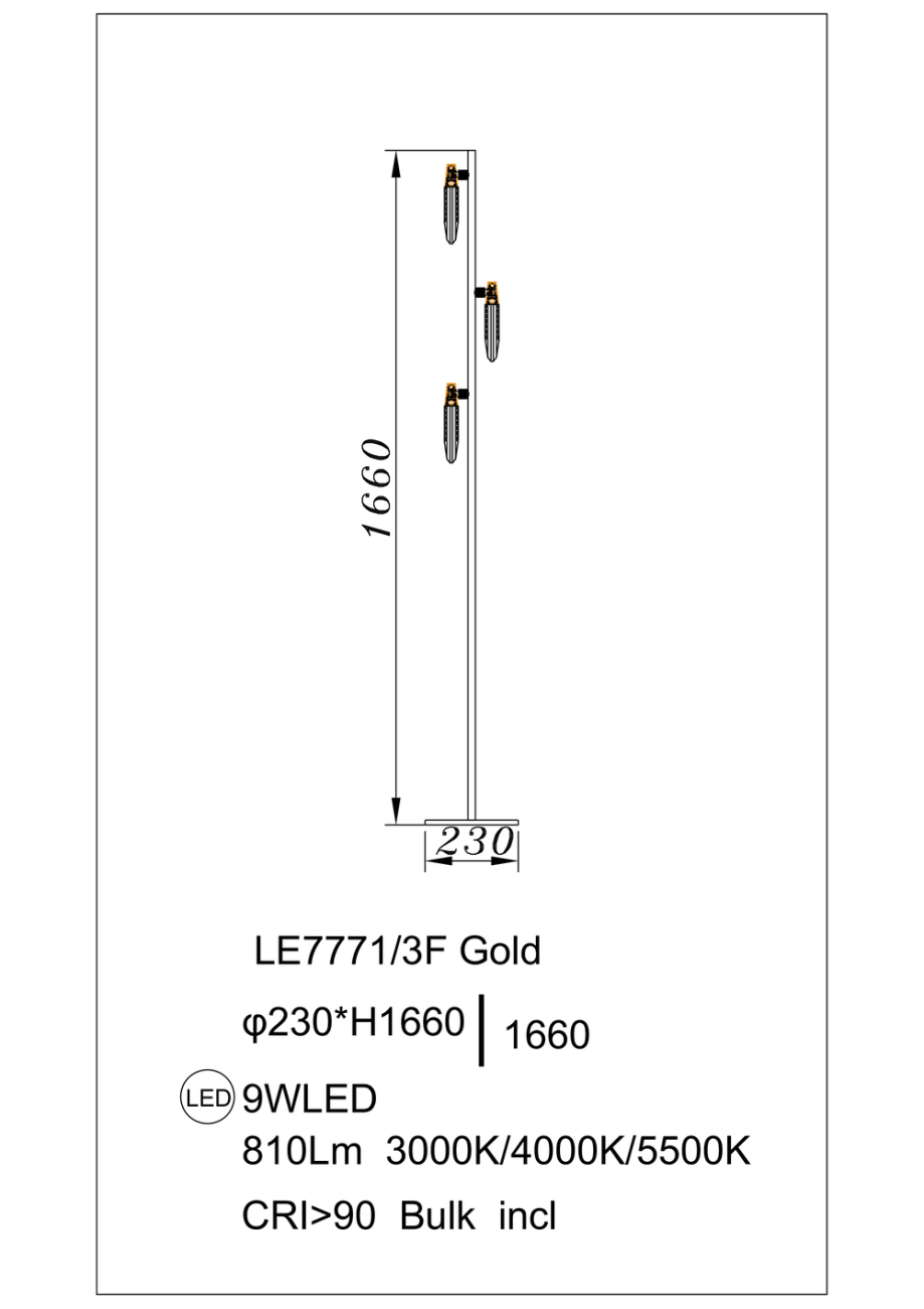 Торшер Natali LE7771/3F Gold