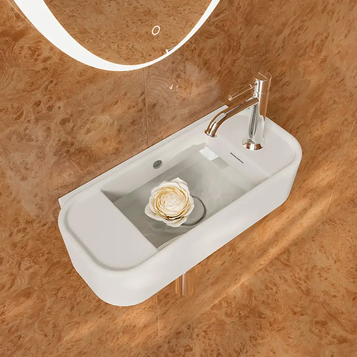 Kerama Marazzi Elegance Раковина подвесная 51x23см, с 1 отв., правосторонняя, цвет: белый глянцевый