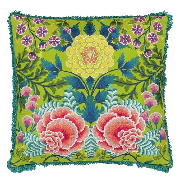 Подушка CCDG1464, Brocart Decoratif Embroidered, Lime, Designers Guild 50 x 50см