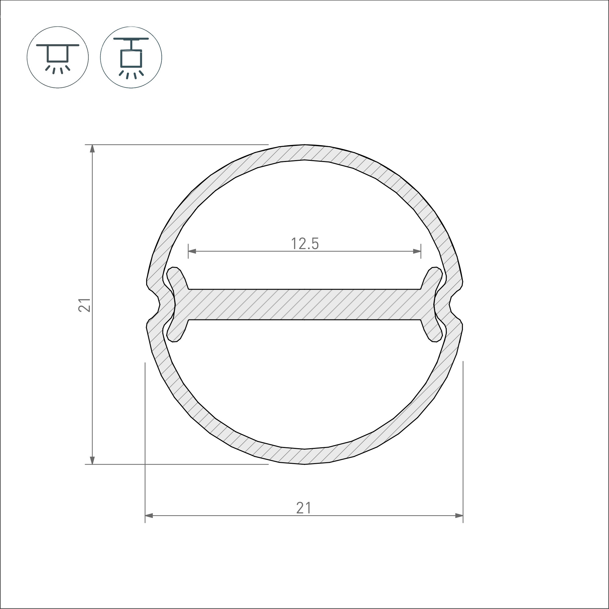 Алюминиевый профиль Arlight ARH-ROUND-D20-DUAL-2000 ANOD 039218