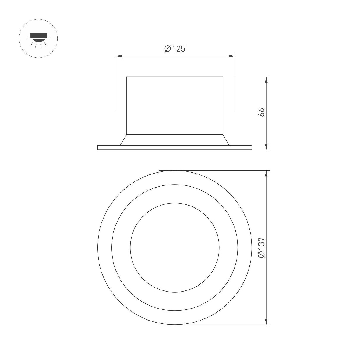 Встраиваемый светильник Arlight MS-DROP-BUILT-R137-24W Warm3000 (WH, 90 deg, 230V) 041463