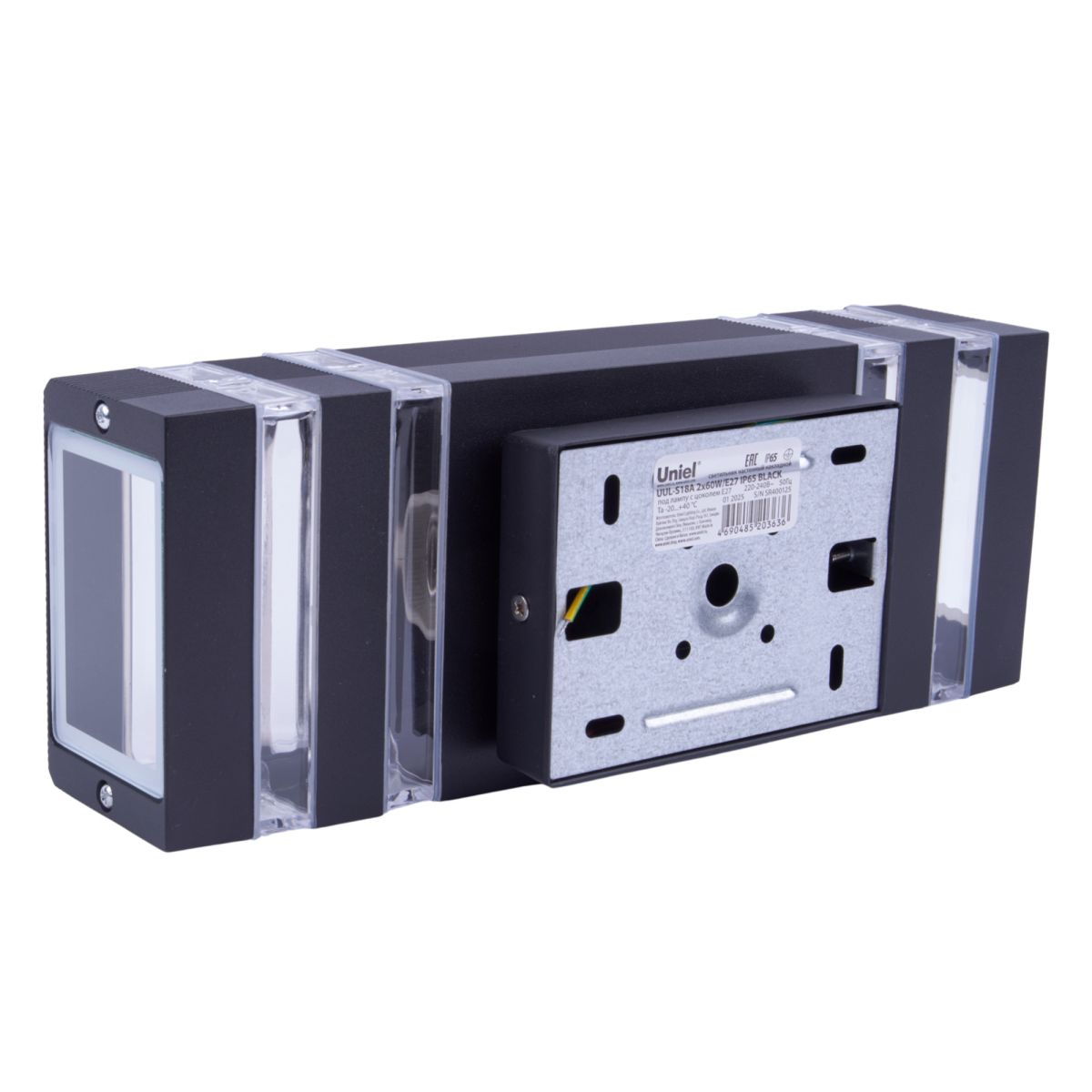 Уличный настенный светильник Uniel UUL-S18A 2x60W/E27 IP65 BLACK UL-00012919