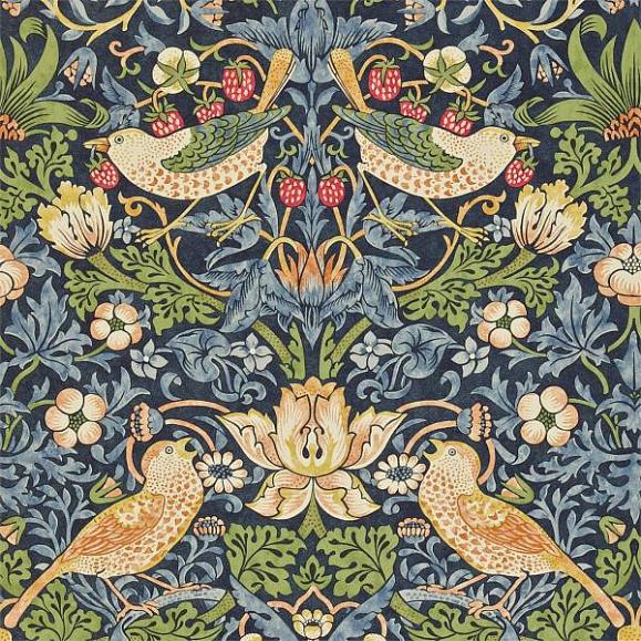 Обои Morris 216804 Strawberry Thief Indigo/Mineral