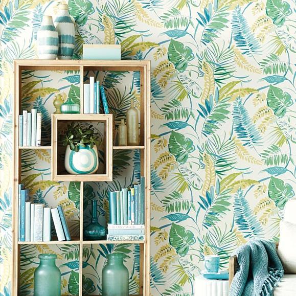 Обои York TC2626 Tropical Toss Aqua/Yellow