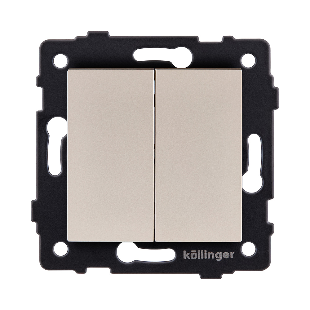 Выключатель кнопочный 2-клавишный 10А/250В, золотой Kollinger REA-S-011GD для Aspekt, Eleganz, Reflex