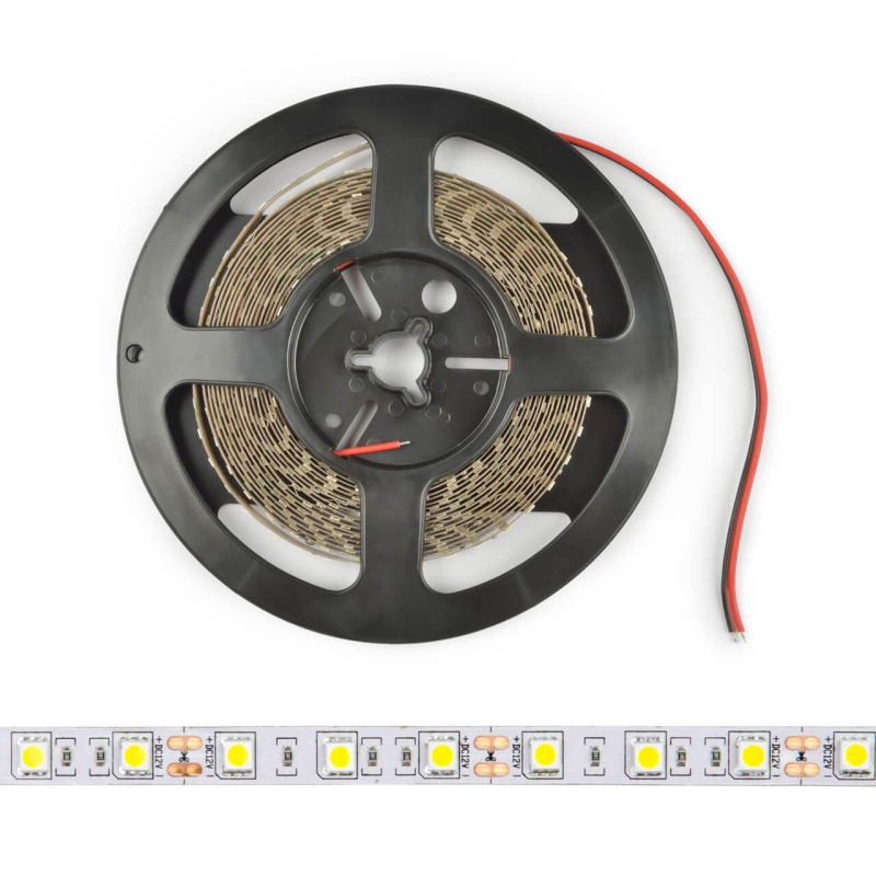 Светодиодная лента (UL-00004372) Uniel 14,4W/m 60LED/m 5050SMD холодный белый 5M ULS-M25-5050-60LED/m-10mm-IP20-DC12V-14,4W/m-5M-6500K PROFI