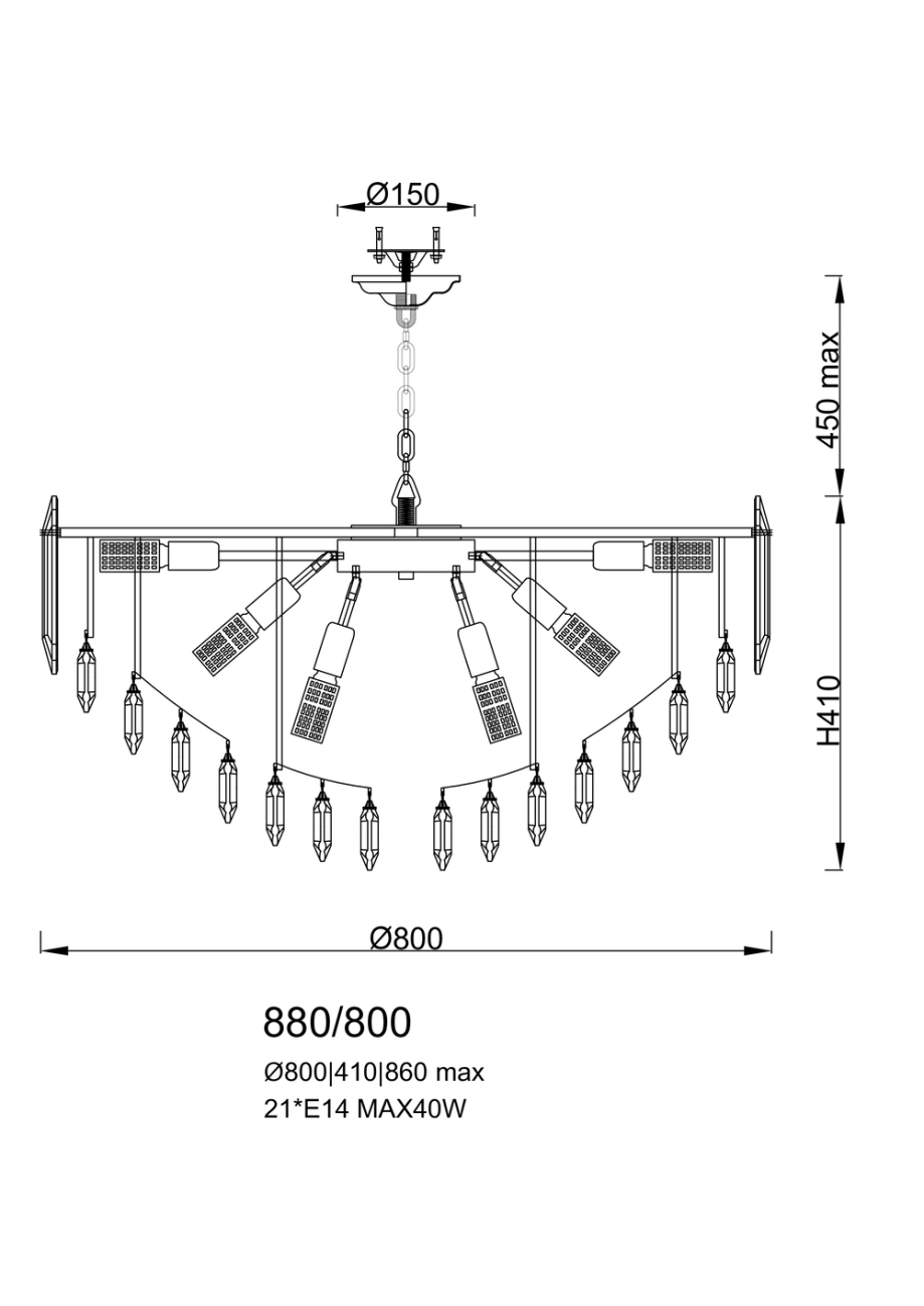 Подвесная люстра Agnis LE0880/800 GD