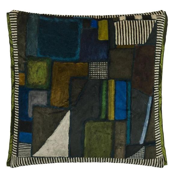 Подушка CCDG1579, Raku Patchwork Velvet, Chocolate, Designers Guild 50 x 50см