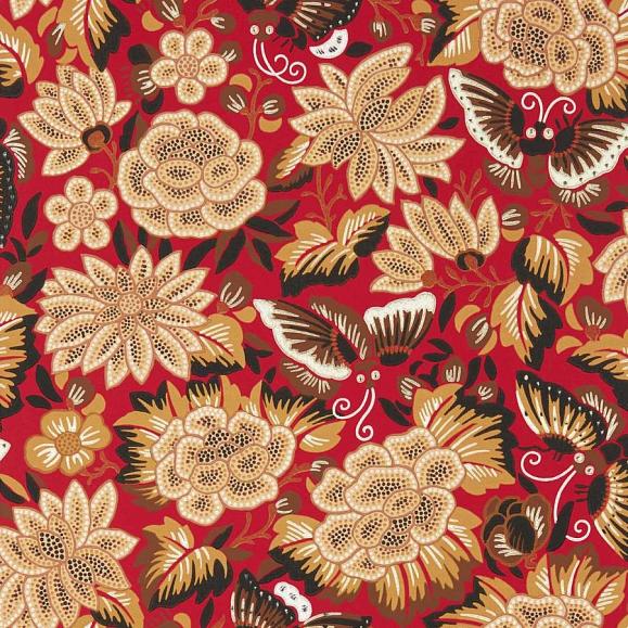 Обои Sanderson 217116 Amara Butterfly Cinnabar/Ink Black