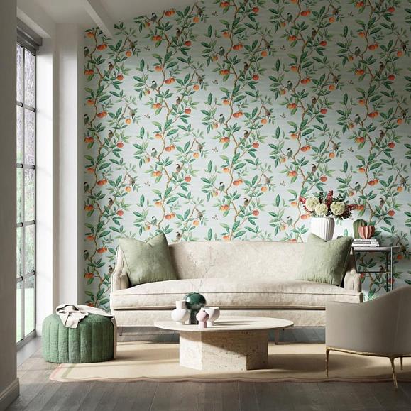 Обои Harlequin 112908 Ella Sky/Fig Leaf/ Nectarine