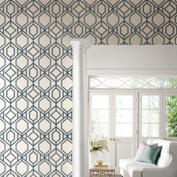 Обои York TC2634 Sawgrass Trellis White/Blue
