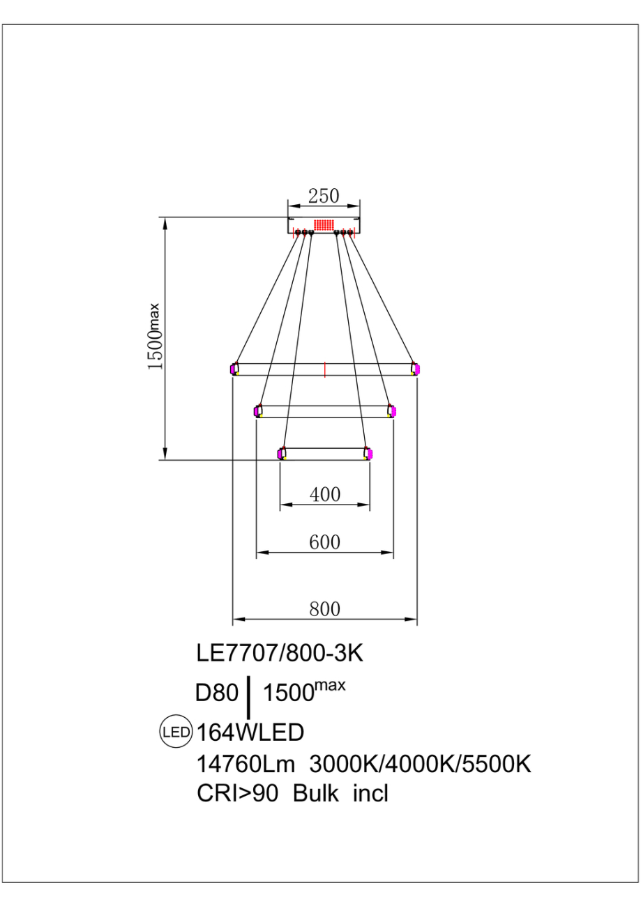 Подвесная люстра Aida LE7707/800-3K Gold