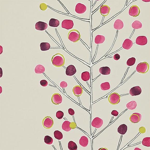Обои Scion 112265 Berry Tree Mink Plum Berry and Lime
