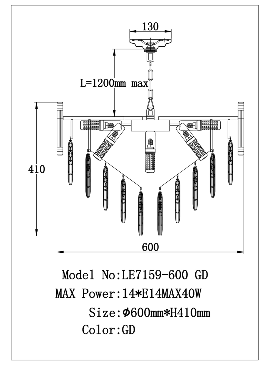 Подвесная люстра Noemi LE7159/600 GD