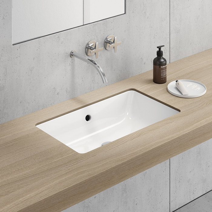 GSI Kube X Раковина прямоугольная 60х37см, встраиваемая, без отв., с переливом, цвет: белый глянцевый
