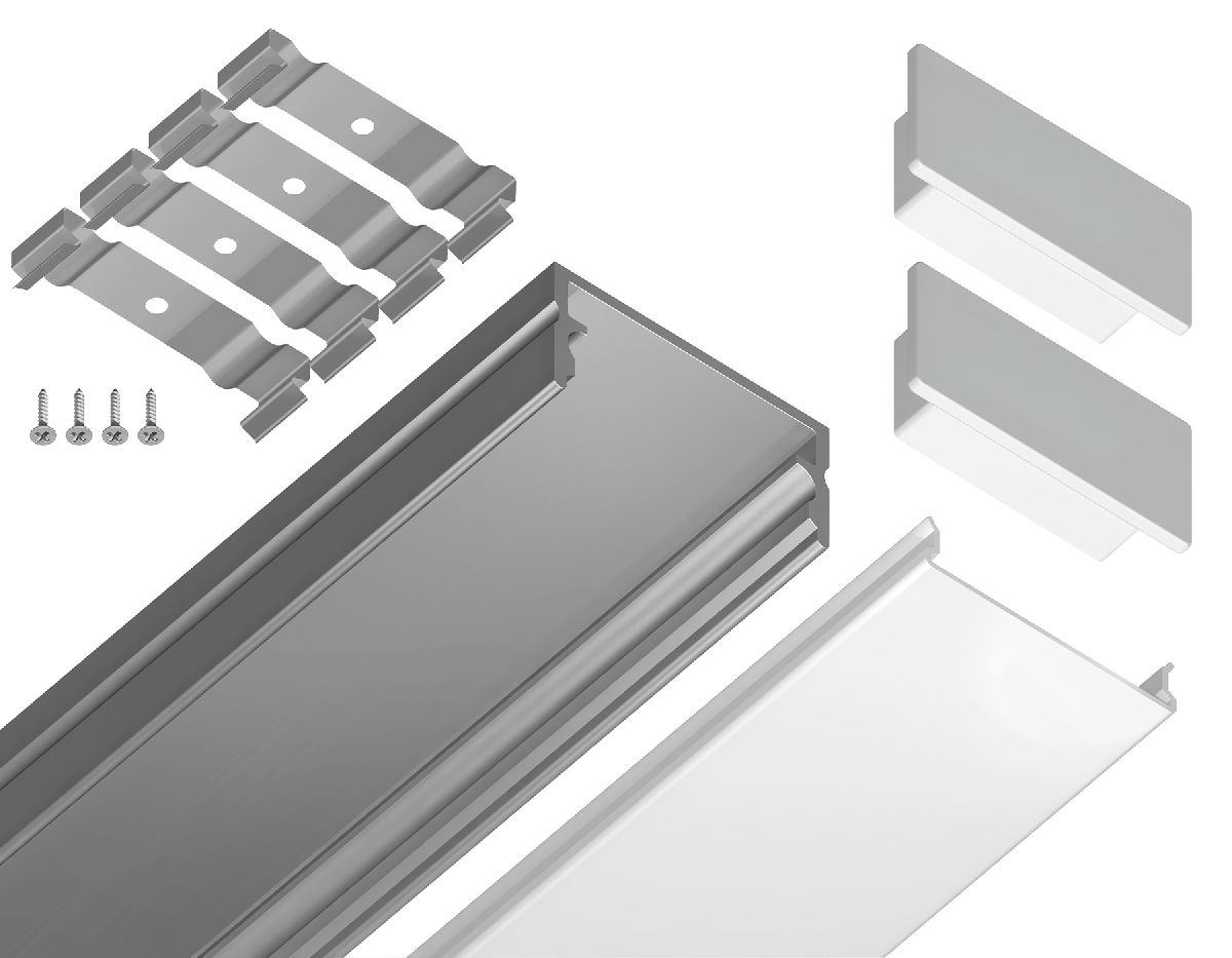 Алюминиевый накладной профиль Ambrella Light Alum Profile GP2001AL