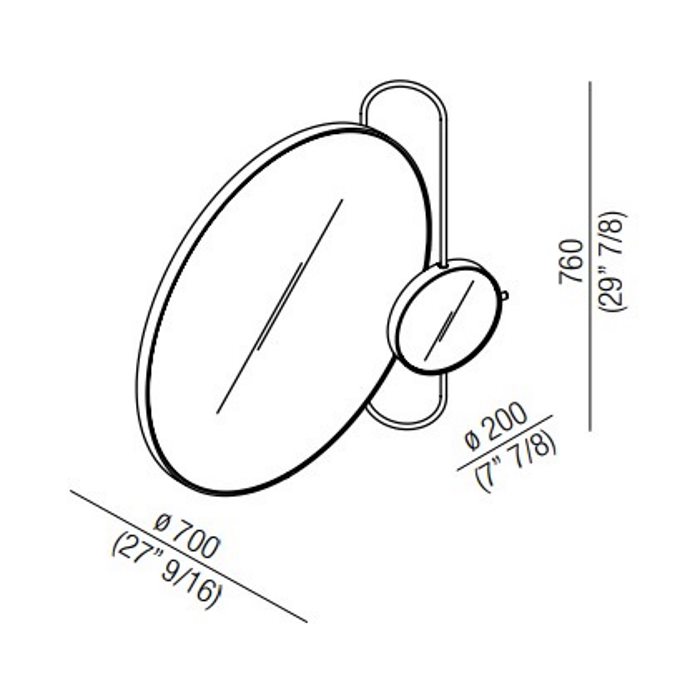 Agape Revolving Moon Зеркало подвесное 76x70x20 см, овальное, цвет: Черное