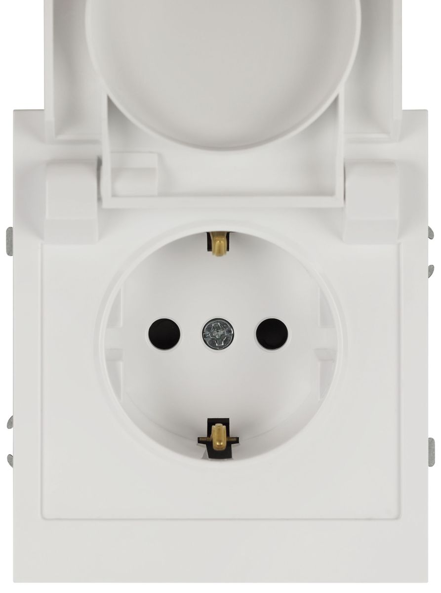 Розетка Эра Arktik 16-2103-08 с заземлением 2P+E Schuko со шторками с крышкой 16А-250В белый матовый Б0070441