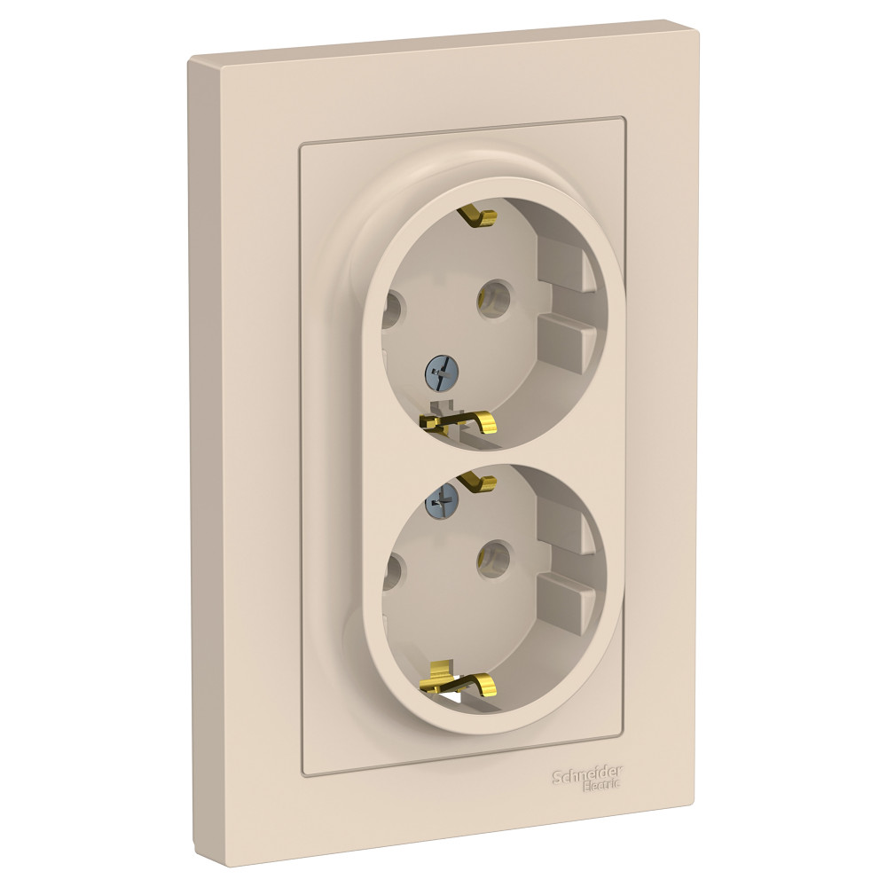 Розетка с/з двойная, 16А, в сборе Systeme Electric AtlasDesign ATN000224