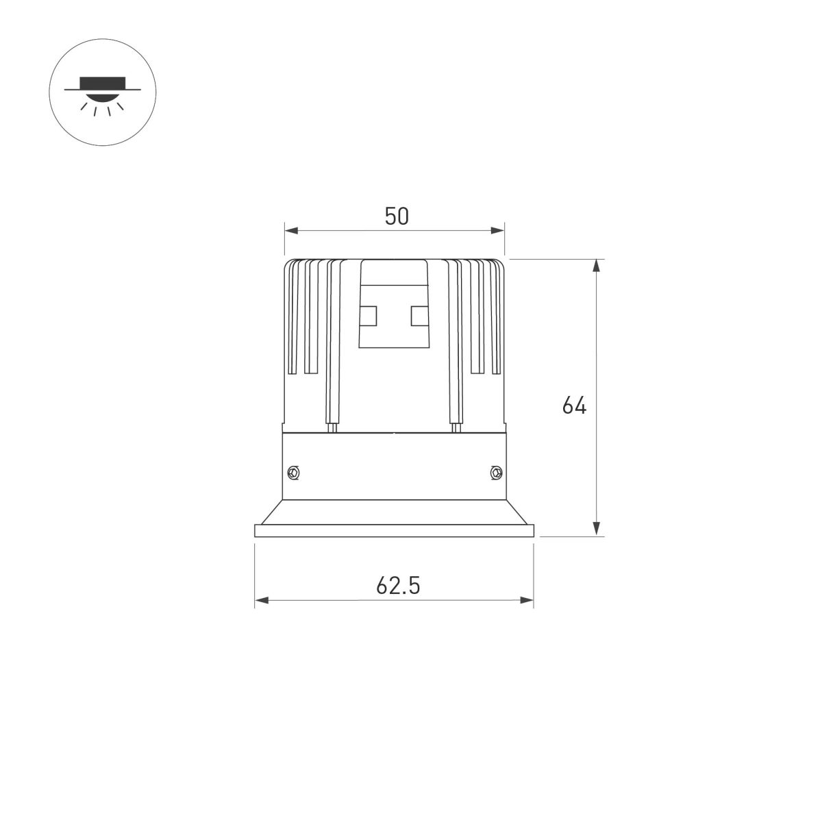 Встраиваемый светильник Arlight DL-VEILA-R63-8W Warm3000 (Черный RAL9005, A44x46 deg, 230V) (IP20 Металл) 065563