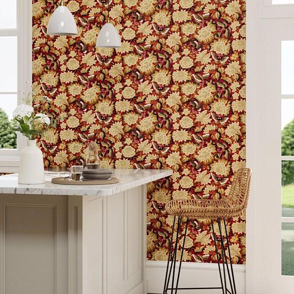 Обои Sanderson 217116 Amara Butterfly Cinnabar/Ink Black