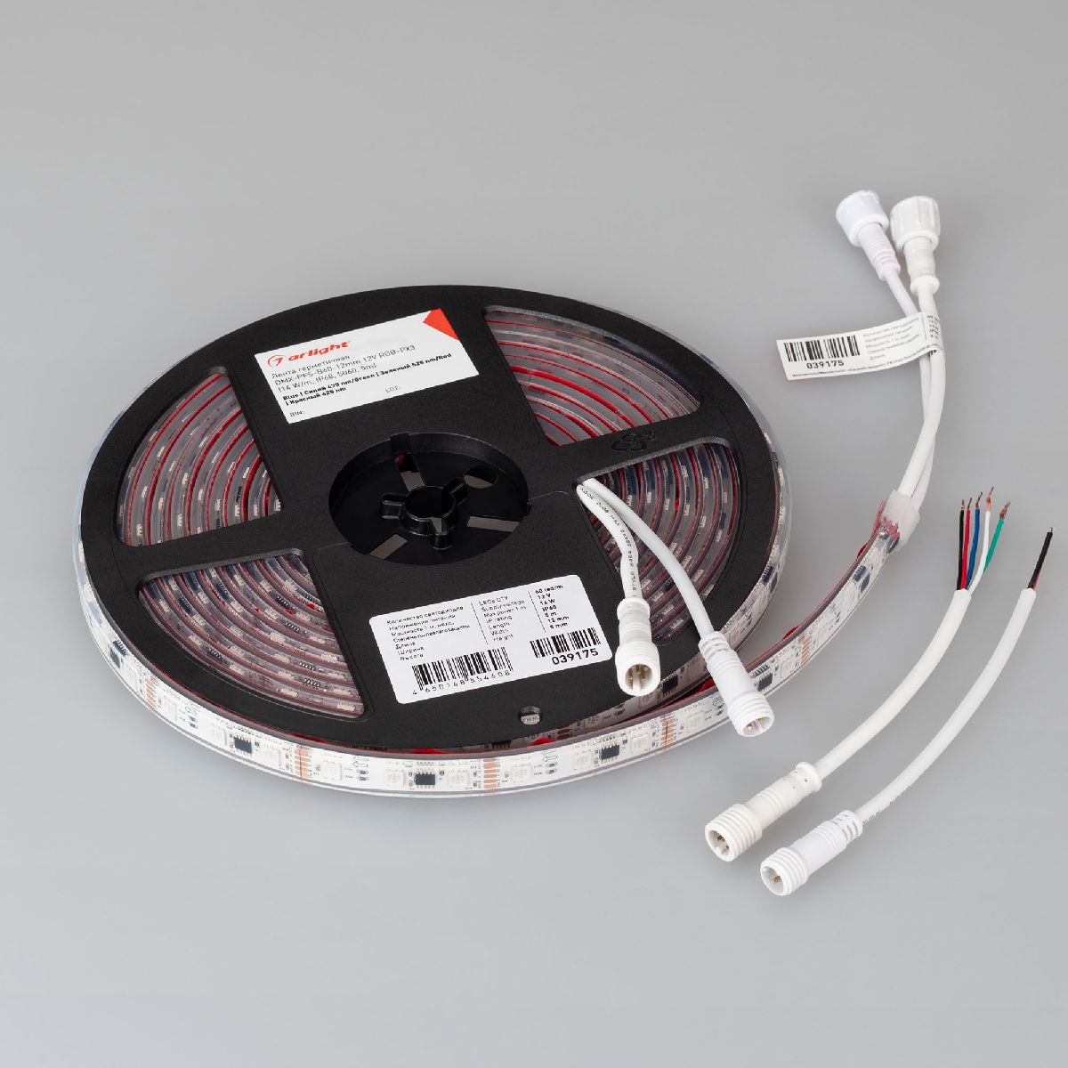 Светодиодная герметичная лента Arlight DMX-PFS-B60-12mm 12V RGB-PX3 (14 W/m, IP68, 5060, 5m) 039175