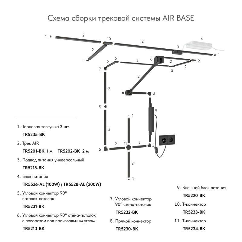 Соединитель для шинопровода Denkirs TR5230-BK