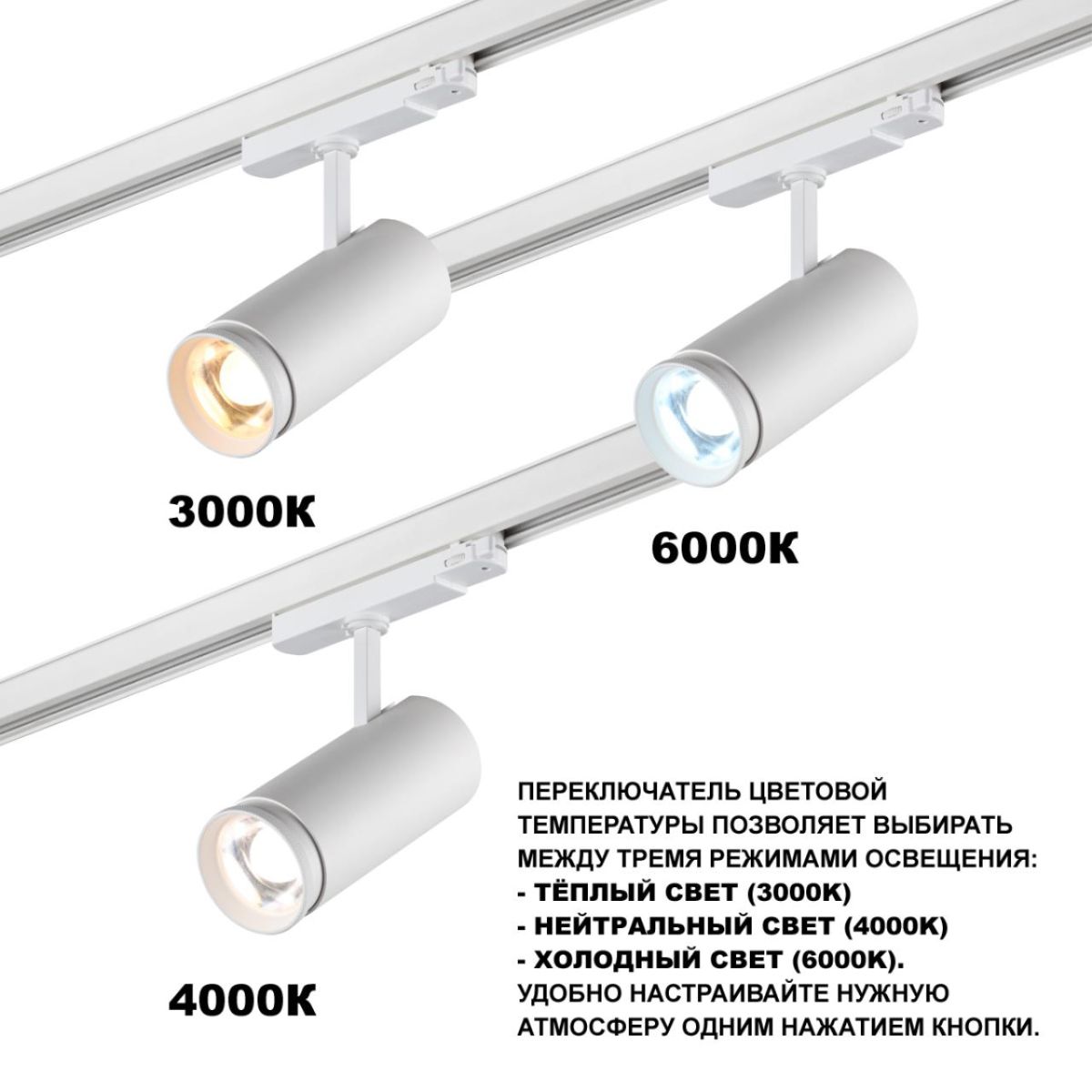Трековый трехфазный светильник Novotech Port Nail 359585