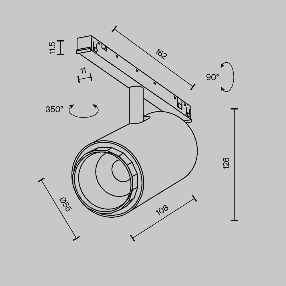 Трековый магнитный светильник Maytoni Technical Focus Zoom Exility X TR244-12W3K-B