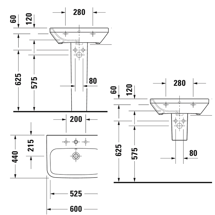 Duravit DuraStyle Раковина подвесная с переливом, 60х44см., с 1 отв под смеситель, цвет: белый