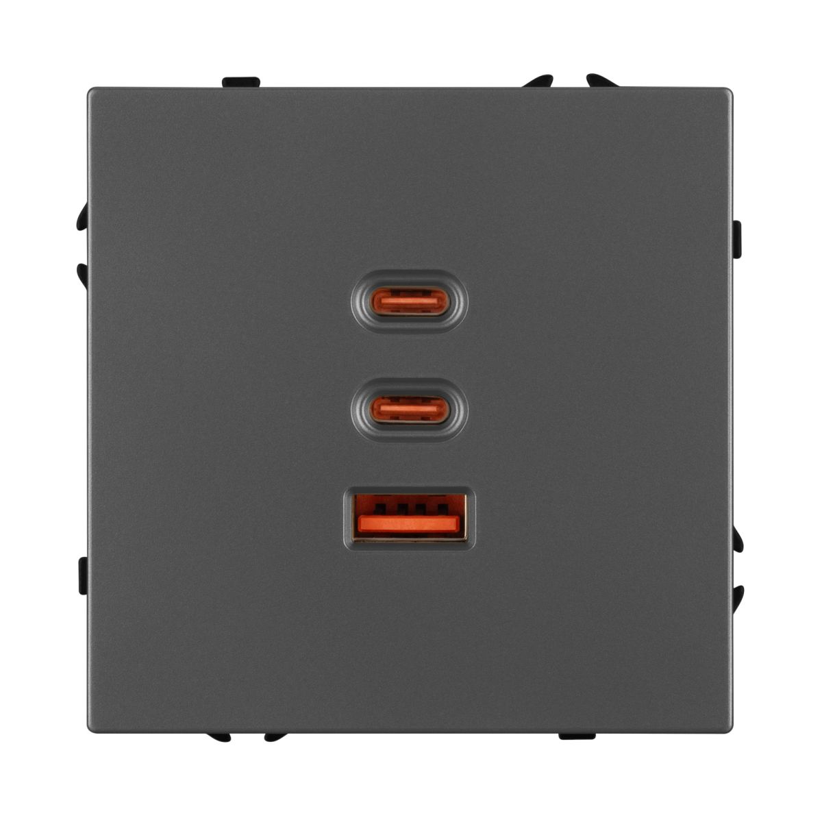 USB Розетка тип А+С+С софт-тач серый базальт Arlight SCT-MUACC-SFPL-FC-GR (65W, QC3) 061837(1)