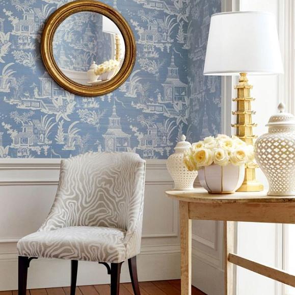 Обои Thibaut T13649 Empress Court Blue