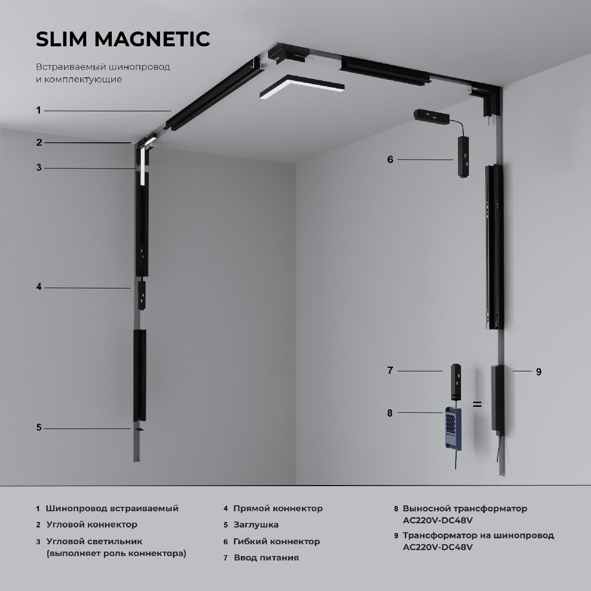 Коннектор угловой внутренний для встраиваемого шинопровода Elektrostandard Slim Magnetic 4690389206634 85211/00 a067498