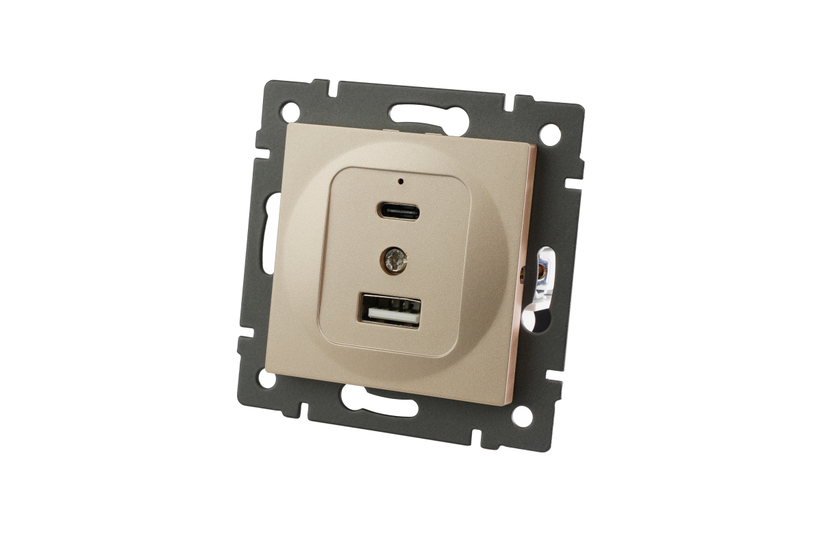 Механизм USB розетки Arlight SCT-MUAC-PL-GD-V (5V, 3A, QC4) 049841