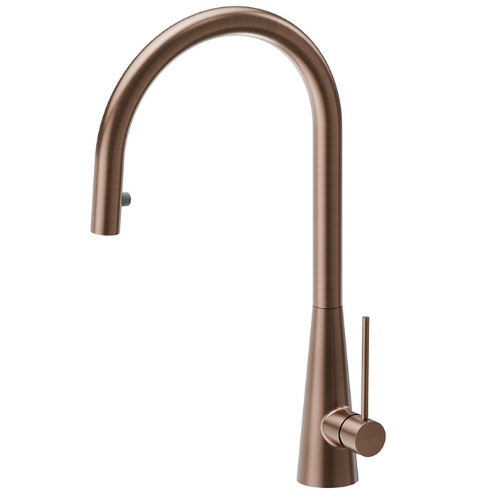 Newform Ycon Смеситель для кухни, 1 отв., с выдвижным изливом, цвет: PVD Brushed c. Bronze