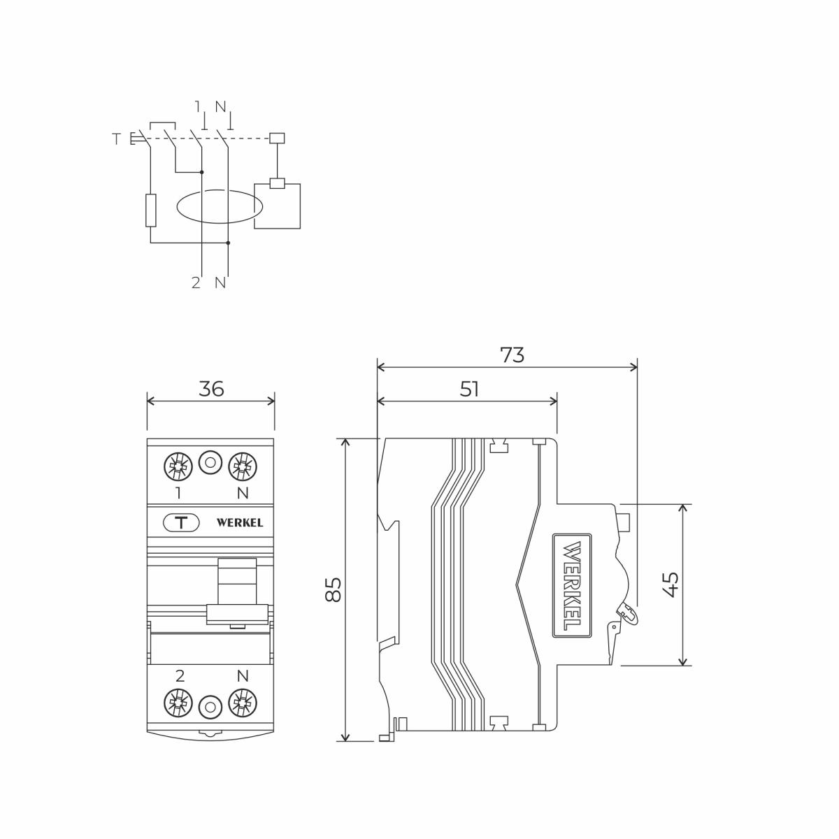 Устройство защитного отключения 1P+N 40 A 30 mА АС 6 kА Werkel W912P406 4690389193101 a062443