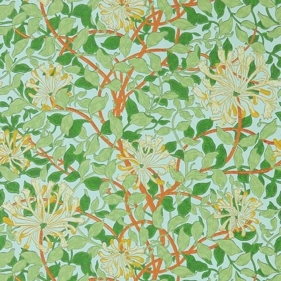Обои Morris 217094 Honeysuckle Sky/Burnt Orange